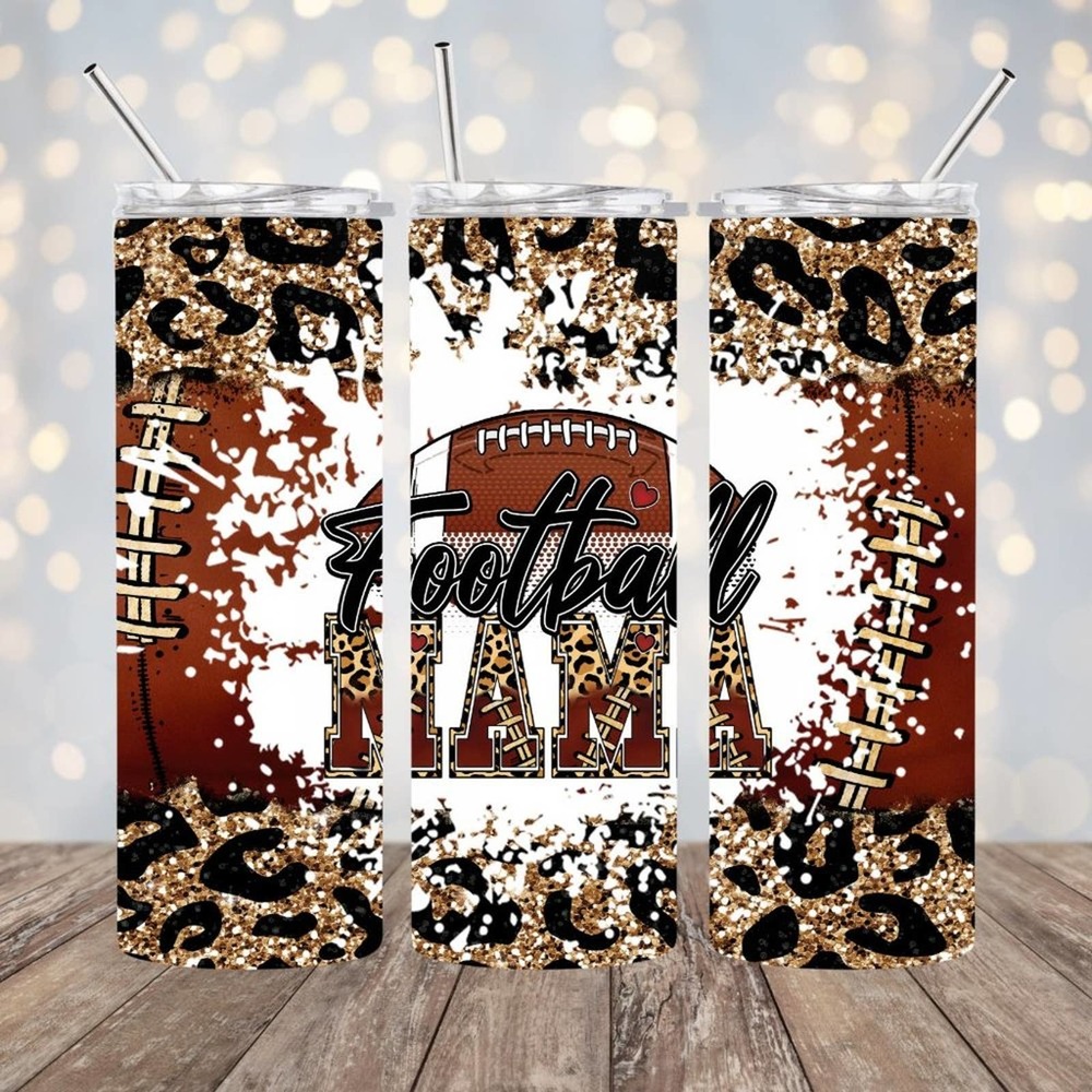 Football Mama 20oz Tumbler With Metal Straw